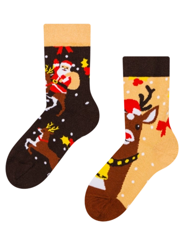 Lifestyle-Foto Lustige Kindersocken Rentier & Weihnachtsmann